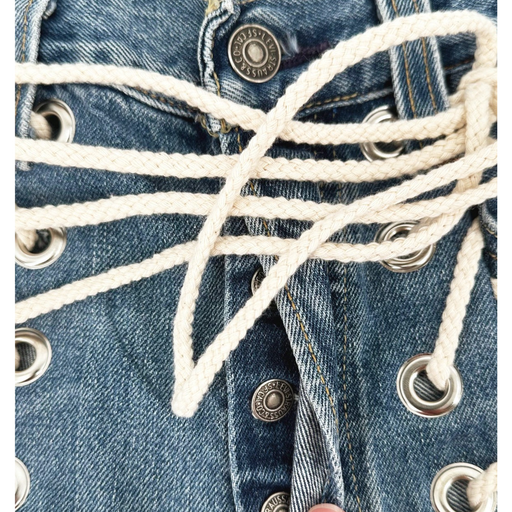 Samaria Leah X Vintage Levi's Reworked Jeans Denim Shorts 26X4 Upcycled Grunge - Picture 9 of 9